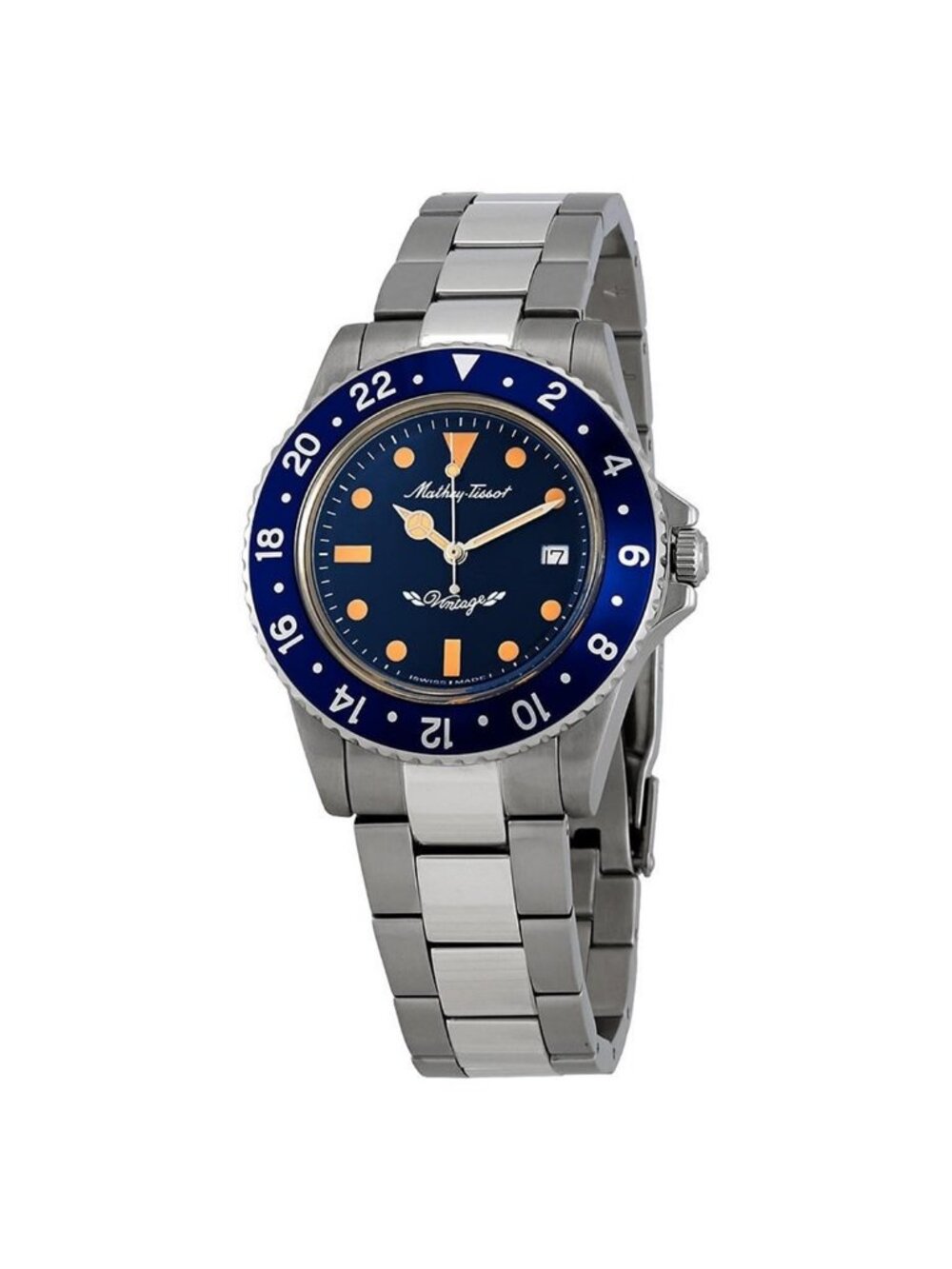 NWT Mathey-Tissot Mathey Vintage Quartz Blue Dial Men's Watch